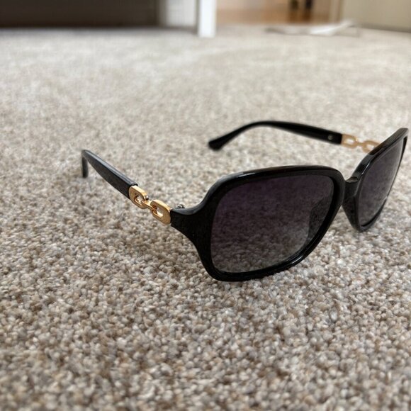 Sunglasses Black Square with gold chain on arms - Picture 2 of 8